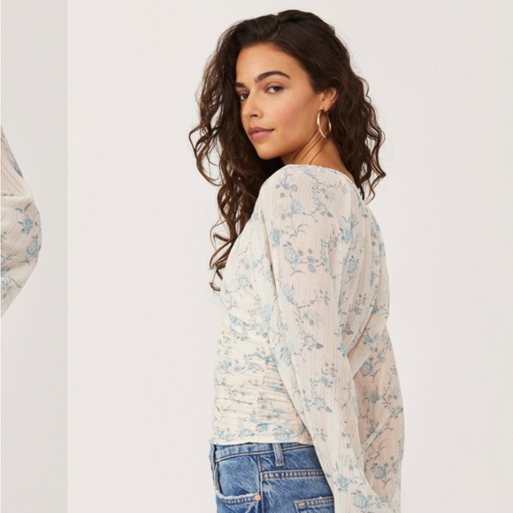 Free People Final Rose Floral Ruched Corset Top | Romantic Cottagecore Boho - Picture 4 of 11